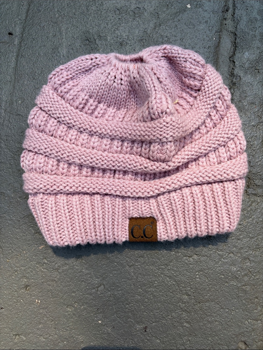 C.C Pink Knit Cable Slouch Beanie